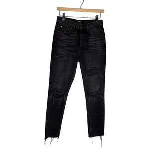 Grlfrnd Karolina style button fly distressed women's jeans size 26 black‎ pants